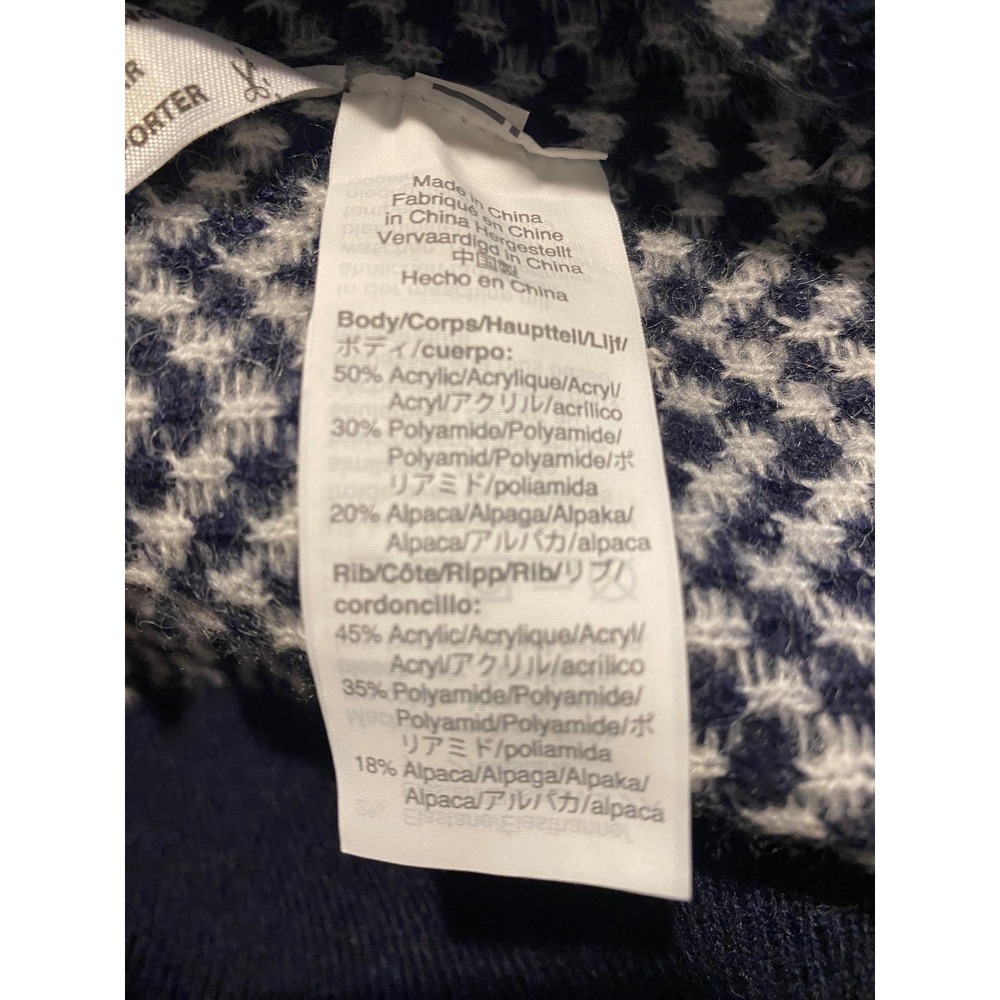 J.Crew Button Mockneck Alpaca-blend Sweater Chevron Sz Small Ivory Navy - Picture 6 of 6
